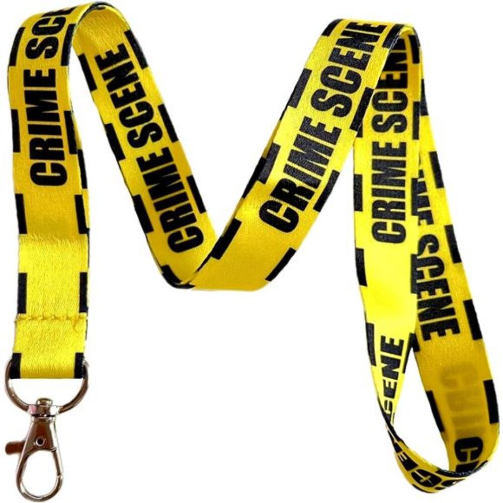 Caution Tape Lanyard Keychain ID Badge Holder (Crime Scene)